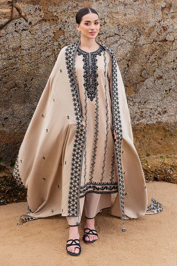 3 Piece Unstitched Heavy Embroidered Dhanak Suit with Four-sided Embroidered Dhanak Shawl